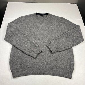 LXRI Mens Cashmere V Neck Sweater XL Gray Classic Luxury Soft Knit Work Pullover